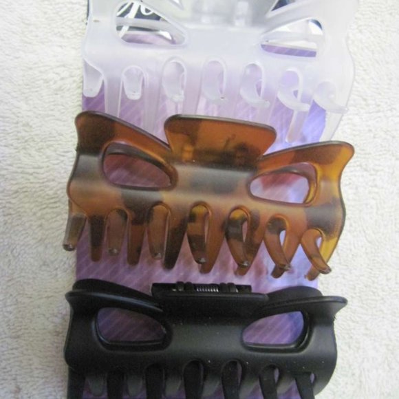 3 Goody Claw Clips Large Hair Jaw Glossy Matte Frosted Plastic Black Clear Brown - Picture 4 of 10